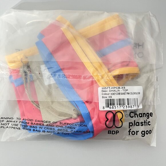 Stone Fox Swim DHALIA top‎ in Honeycomb Sunset Pink Size XS NEW - Picture 2 of 4